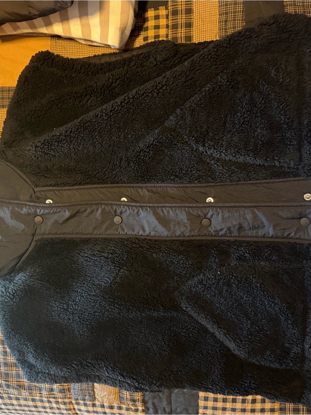 Free People Black Plush Snap-Front Sherpa Jacket